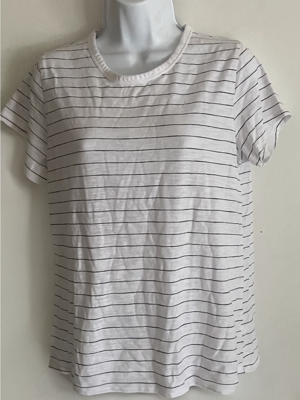 Time and Tru White Tee with Black Stripes